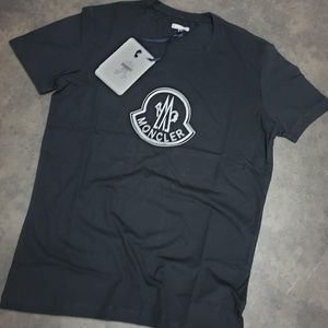 MONCLER BLACK MEN LOGO PATTERN COTTON T-SHIRT
